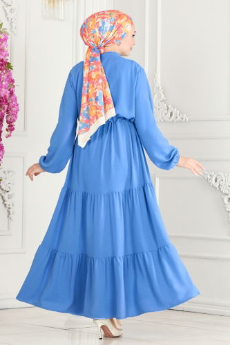 moda selvim Dress 107MP806 Blue - Thumbnail