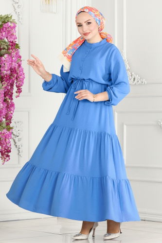 moda selvim Dress 107MP806 Blue - Thumbnail