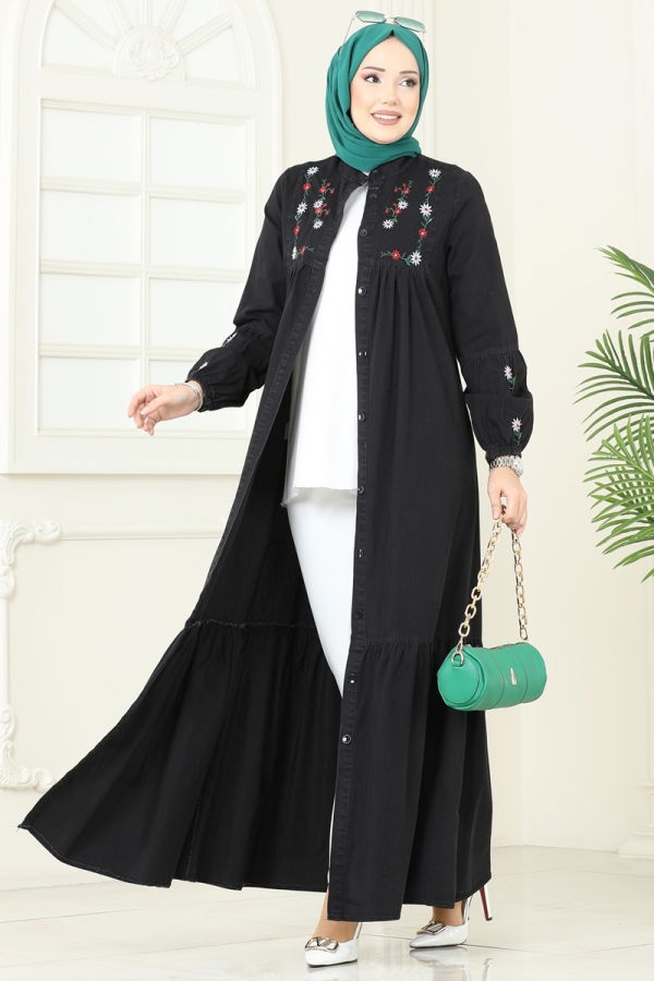 Modaselvim خصم ‎%30 + ‎%10 الفستان جينز أسود 108ZNE1011