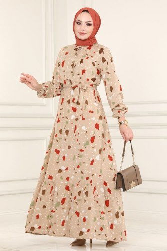 moda selvim Dress 1092BG354 Vision - Thumbnail