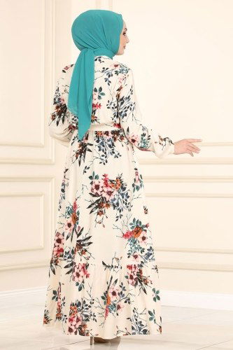 moda selvim Dress 1093BG354 Stone - Thumbnail