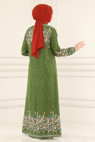 moda selvim Dress 1098BG354 Khaki - Thumbnail