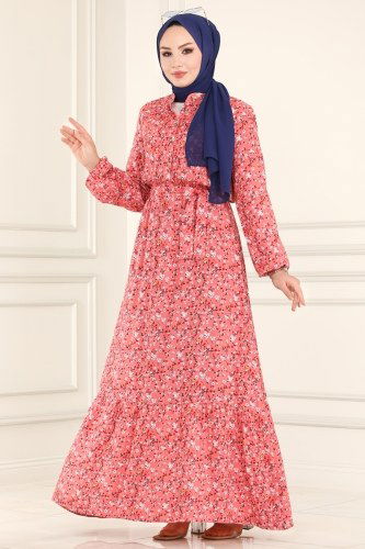 moda selvim Dress 1099BG354 Dried Rose - Thumbnail