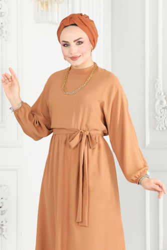 moda selvim Dress 109MP806 Tan - Thumbnail