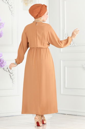 moda selvim Dress 109MP806 Tan - Thumbnail