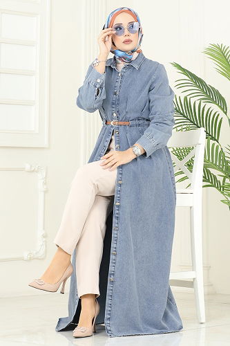 moda selvim Dress 109ZNE1011 Light Denim - Thumbnail