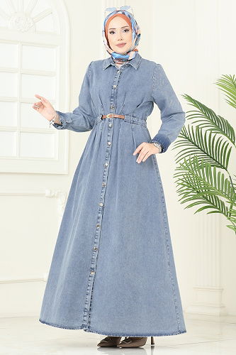 moda selvim Dress 109ZNE1011 Light Denim - Thumbnail