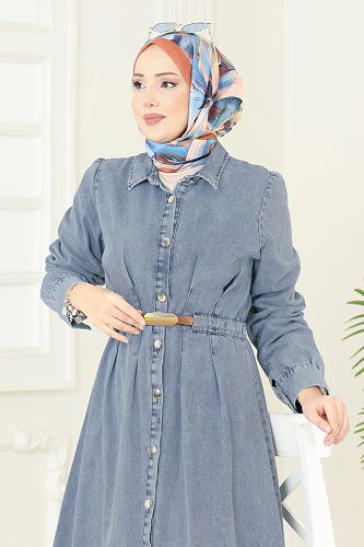 moda selvim Dress 109ZNE1011 Light Denim - Thumbnail