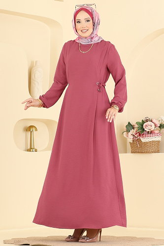 moda selvim Dress 1100ZNNK1102 Dark Rose Dusky - Thumbnail