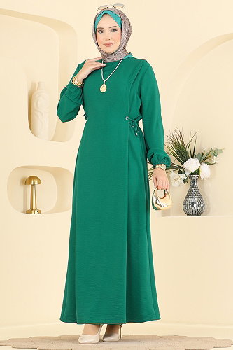 moda selvim Dress 1100ZNNK1102 Emerald - Thumbnail