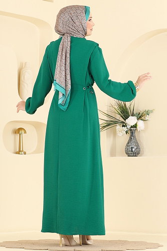 moda selvim Dress 1100ZNNK1102 Emerald - Thumbnail