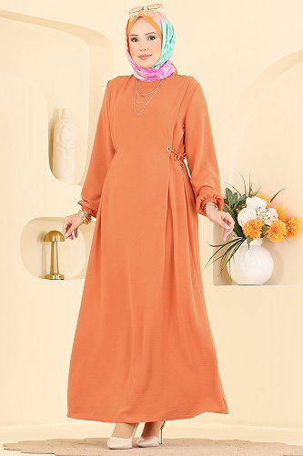 moda selvim Dress 1100ZNNK1102 Oranj - Thumbnail