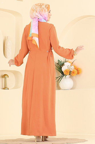 moda selvim الفستان برتقالي 1100ZNNK1102 - Thumbnail