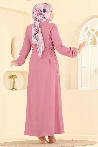 moda selvim الفستان وردي 1100ZNNK1102 - Thumbnail