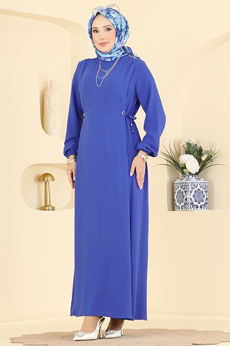 moda selvim Dress 1100ZNNK1102 Saxe - Thumbnail