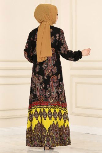 moda selvim Dress 1102BG354 Black - Thumbnail