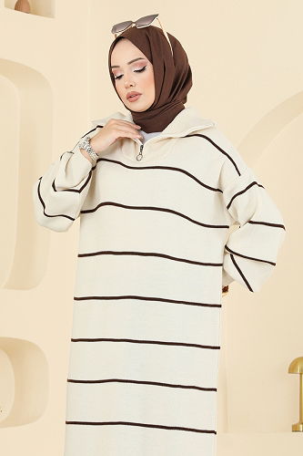 moda selvim الفستان سكري 11038BRZ597 - Thumbnail