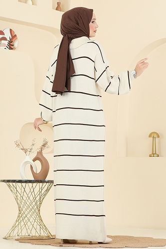 moda selvim الفستان سكري 11038BRZ597 - Thumbnail