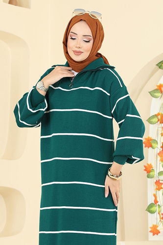 moda selvim Dress 11038BRZ597 Emerald - Thumbnail