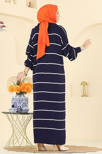 moda selvim الفستان كحلي 11038BRZ597 - Thumbnail