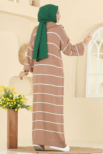 moda selvim الفستان بيج 11038BRZ597 - Thumbnail