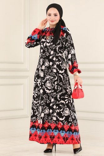 B.G.S. - Dress 1103BG354 Black&Claret Red