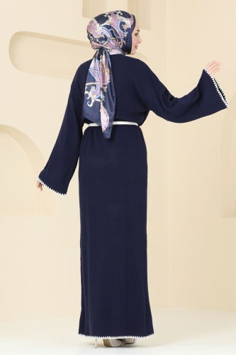 moda selvim Dress 11040BRZ597 Navy Blue - Thumbnail