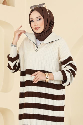 moda selvim الفستان سكري 11042BRZ597 - Thumbnail