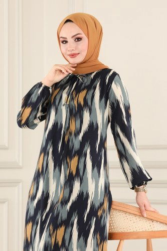 moda selvim Dress 1105BG354 Mustard - Thumbnail