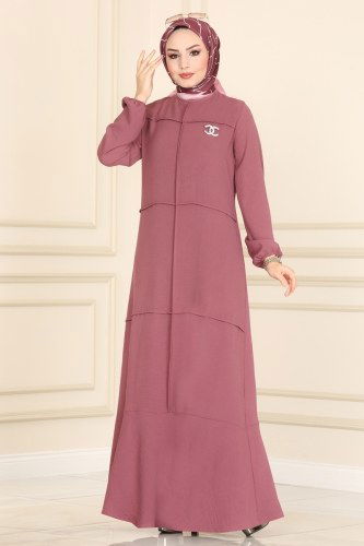 moda selvim Dress 1106BG354 Dried Rose - Thumbnail