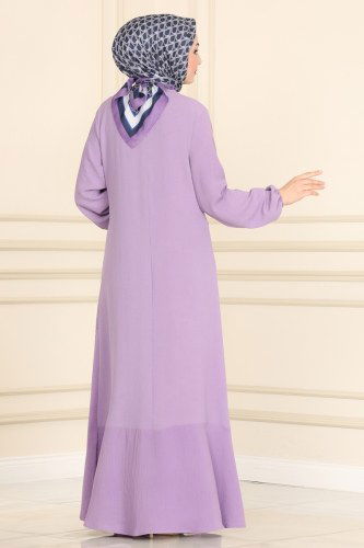 moda selvim 1106BG354 ارجواني فاتح فستان - Thumbnail