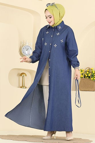 moda selvim Dress 1109MSA980 Dark Denim - Thumbnail