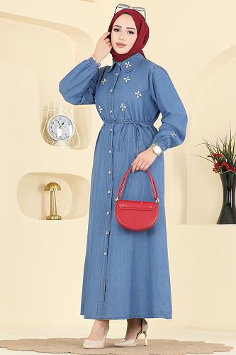moda selvim Dress 1109MSA980 Light Denim - Thumbnail