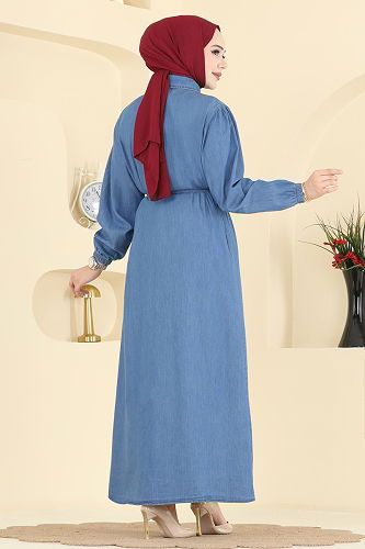 moda selvim Dress 1109MSA980 Light Denim - Thumbnail