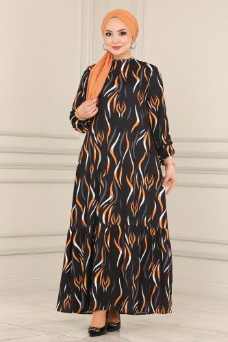 moda selvim Dress 1110BG354 Black - Thumbnail