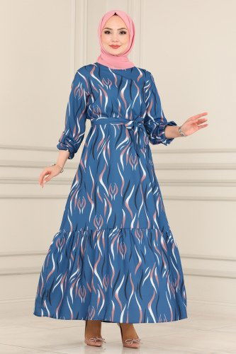 moda selvim 1110BG354 ياقوتي فستان - Thumbnail