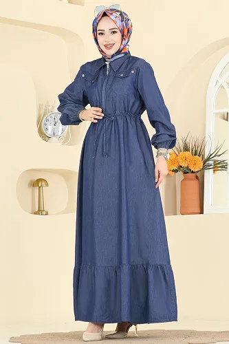 moda selvim Dress 1110MSA980 Dark Denim - Thumbnail
