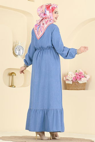 moda selvim الفستان جينز فاتح 1110MSA980 - Thumbnail