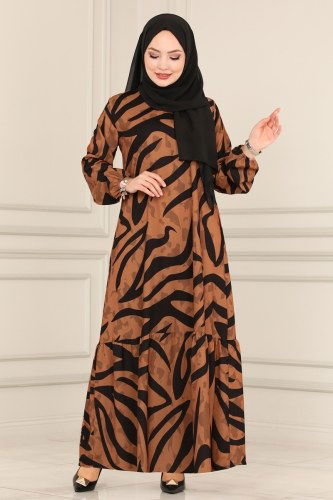moda selvim Dress 1111BG354 Tan - Thumbnail