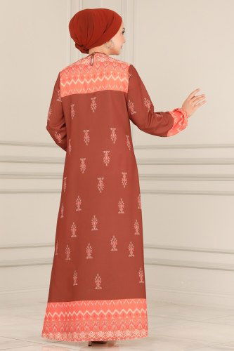 moda selvim Dress 1112BG354 Tan - Thumbnail