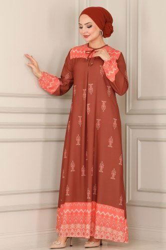 moda selvim Dress 1112BG354 Tan - Thumbnail