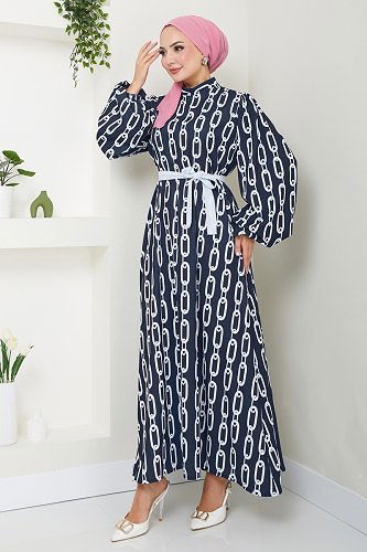 moda selvim الفستان كحلي 1117BG354 - Thumbnail