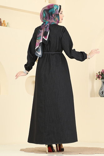 moda selvim الفستان أسود 111ZNE1011 - Thumbnail