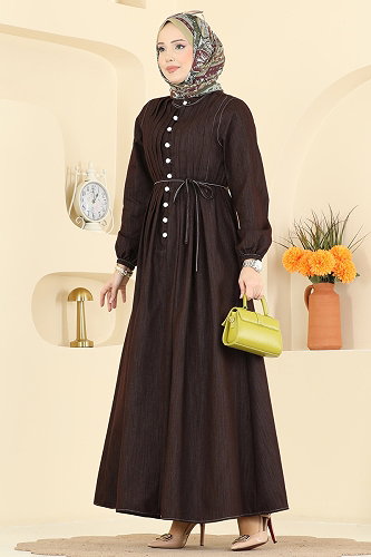 moda selvim Dress 111ZNE1011 Brown - Thumbnail
