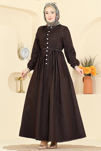 moda selvim Dress 111ZNE1011 Brown - Thumbnail