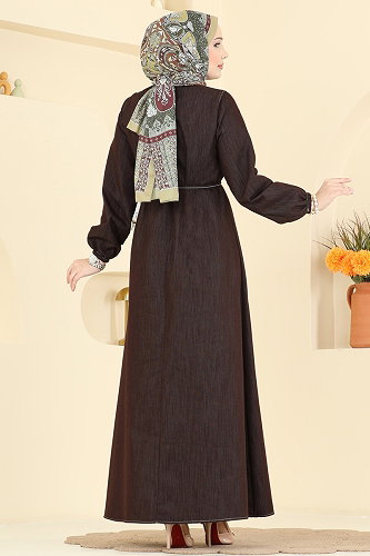 moda selvim Dress 111ZNE1011 Brown - Thumbnail