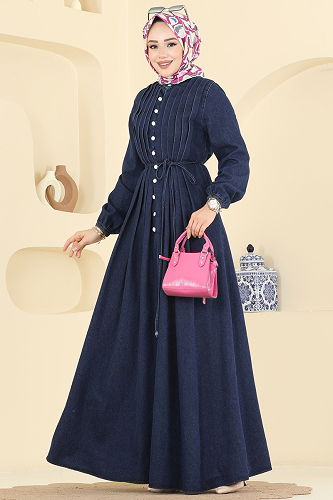 moda selvim Dress 111ZNE1011 Dark Denim - Thumbnail