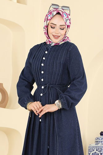 moda selvim Dress 111ZNE1011 Dark Denim - Thumbnail