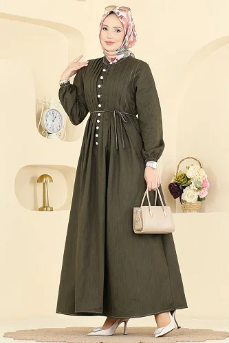 moda selvim Dress 111ZNE1011 Khaki - Thumbnail