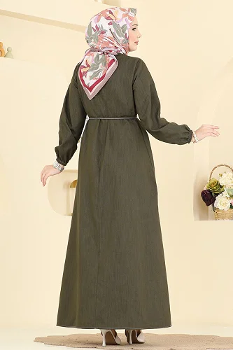 moda selvim Dress 111ZNE1011 Khaki - Thumbnail